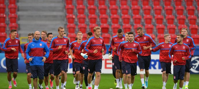 Fotbalisté české jednadvacítky na tréninku před utkáním s Německem na ME v Polsku