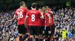 Radost fotbalistů Manchesteru United po výhře v městském derby nad City