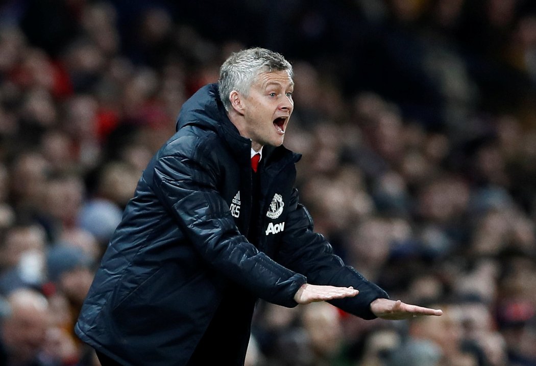 Trenér fotbalistů Manchesteru United Ole Gunnar Solskjaer během utkání Ligy mistrů s PSG