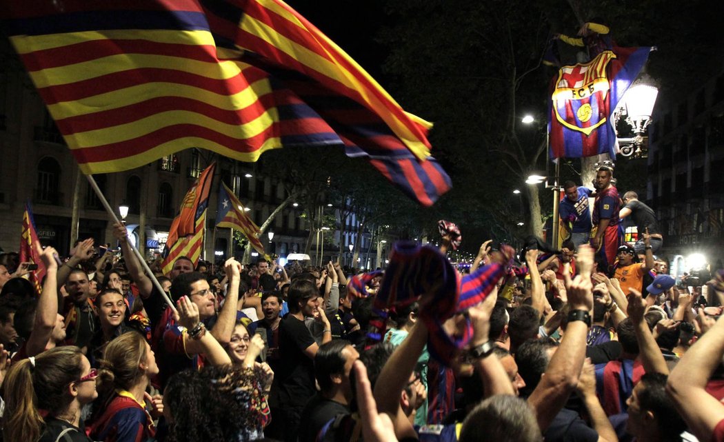 Barcelonská euforie při zisku domácího poháru