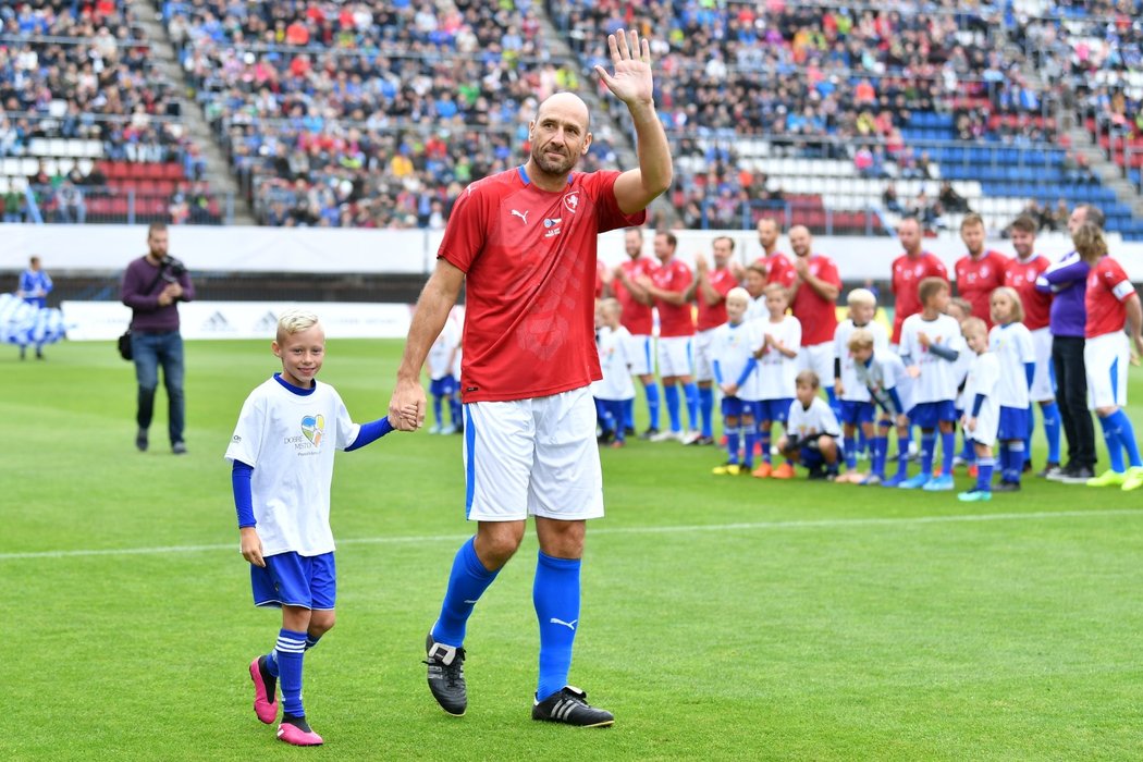 Jan Koller před zápasem s výběrem Olomouce