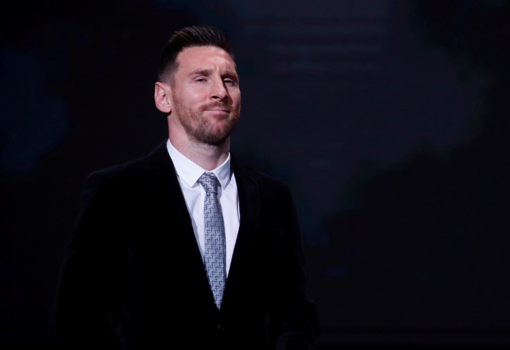 Lionel Messi na slavnostním vyhlášení ankety Zlatý míč v Paříži