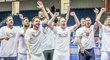 Čeští futsalisté oslavují postup na mistrovství světa