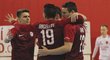 Futsalisté Sparty se radují z gólu v úvodním čtvrtfinále play off proti Slavii