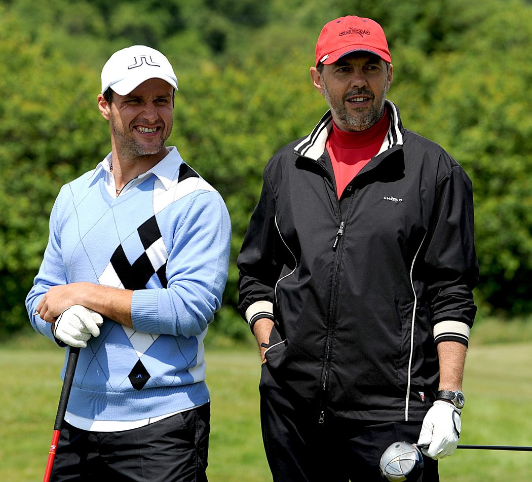 Martin Straka a Marek Eben na golfovém turnaji hokejových osobností a celebrit v roce 2009