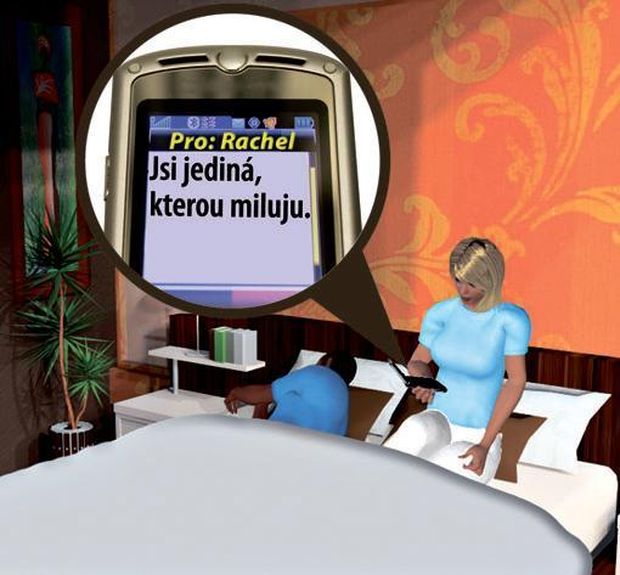Druhý den, když Tiger usne, zkoumá Elin jeho mobil. "Jsi jediná, kterou miluju," nachází zprávu určenou rachel. "Chybíš mi, kdy se zase uvidíme?" odepisuje Elin. Druhý den, když Tiger usne, zkoumá Elin jeho mobil. "Jsi jediná, kterou miluju," nachází zprávu určenou rachel. "Chybíš mi, kdy se zase uvidíme?" odepisuje Elin.