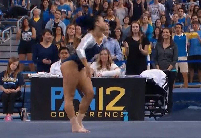 Americká gymnastka Spohina DeJesus svým vystoupením příjemně šokovala.