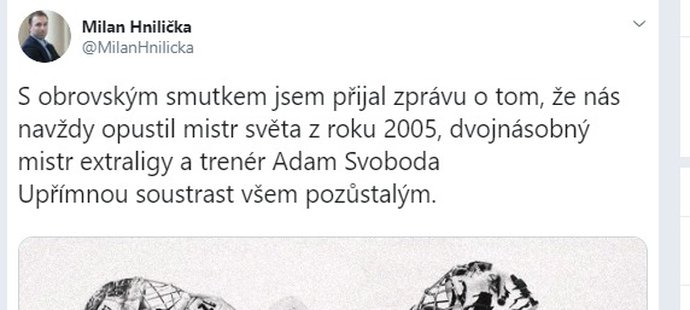 Milan Hnilička se s Adamem Svobodou potkával jako soupeř na hokejových stadionech