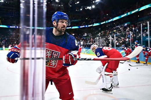 Tomáš Hertl na rozbruslení před utkáním proti Dánsku na ZOH 2026 Tomáš Hertl na rozbruslení před utkáním proti Dánsku na ZOH 2026