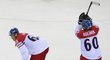 Čeští hokejisté po vítězné bitvě s USA