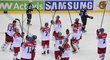 Čeští hokejisté ve čtvrtfinále zdolali USA a po utkání děkovali fanouškům