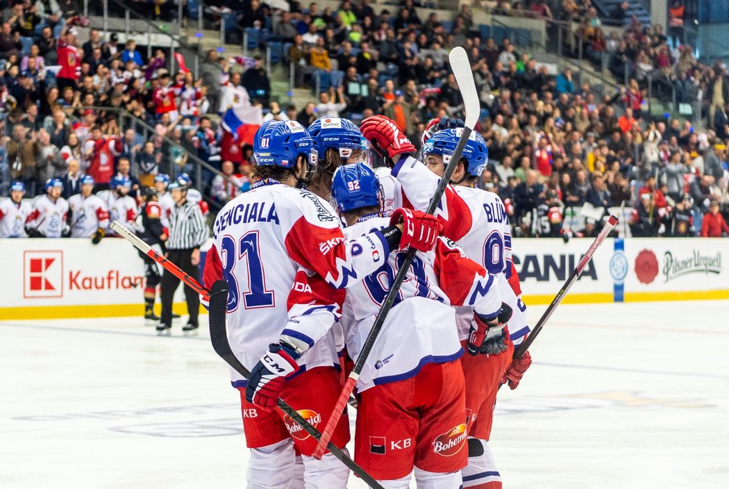 Radost českých hokejistů v přípravném utkání proti Německu