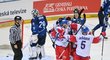 Čeští hokejisté slaví vyrovnání v poslední minutě