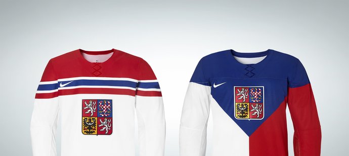 Tmavá a světlá verze dresů národního týmu pro hokejový turnaj v Soči