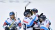 Liberečtí hokejisté oslavují vítězství nad Vítkovicemi
