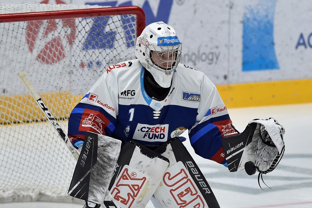 Mladičký gólman Komety Michael Schnattinger zaskakuje za zraněnou dvojku Lukáše Klimeše