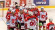 Pardubičtí hokejisté se radují z vítězství v Litvínově