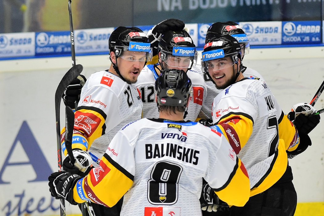 Litvínovští hokejisté se radují z gólu
