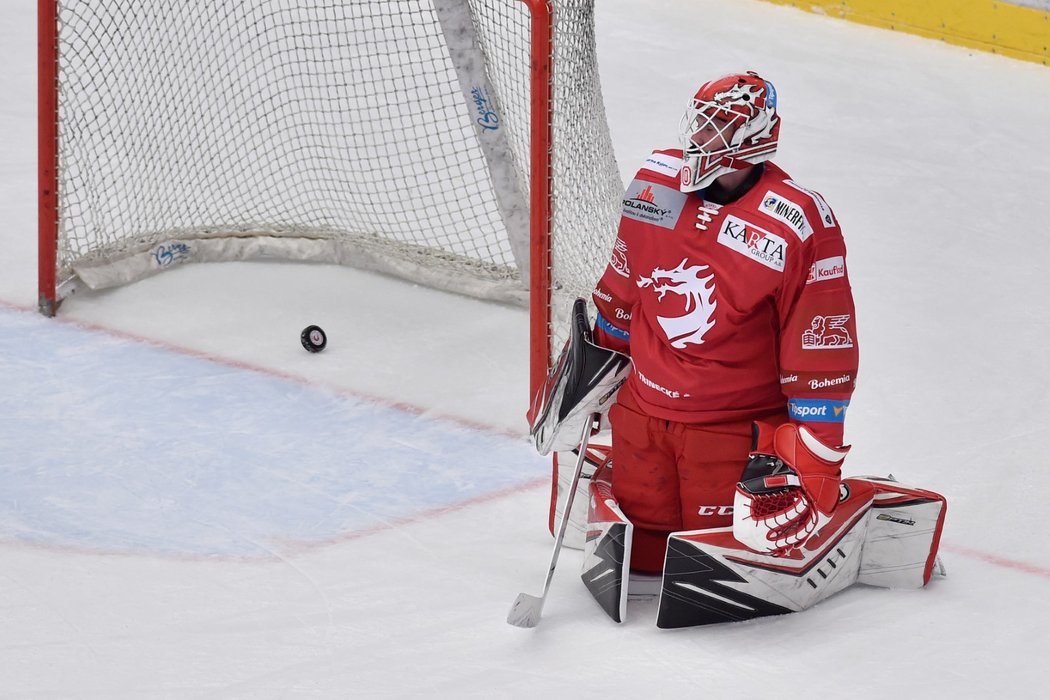 Třinecký gólman Ondřej Kacetl po inkasované brance