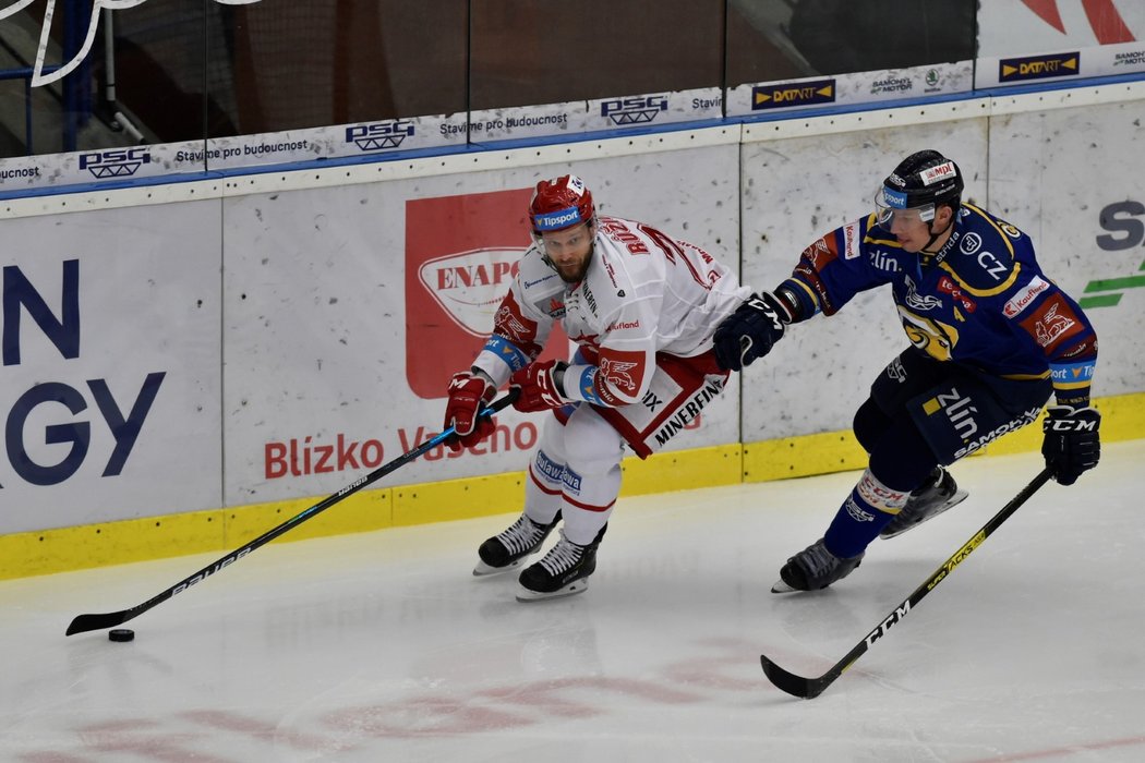 Třinecký pointmaker Martin Růžička v zápase se Zlínem