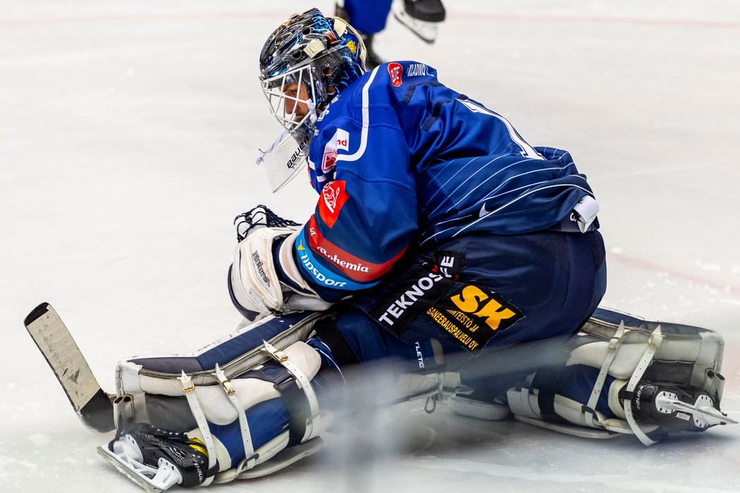 Slovenský gólman Jaroslav Janus se poprvé rozcvičuje v kladenském dresu