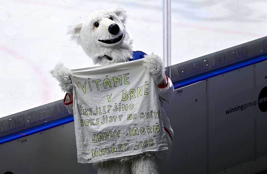 Maskot brněnské Komety si přichystal pozdrav pro Jaromíra Jágra