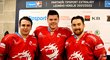 Historický moment, v extralize poprvé v historii nastoupili tři polští hokejisté. Za Třinec hráli (zleva) Alan Lyszczarczyk, Aron Chmielewski a Filip Komorski
