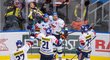 Českobudějovičtí hokejisté se radují z gólu