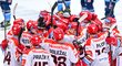 Hradečtí hokejisté oslavují domácí vítězství