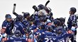 Vítkovičtí hokejisté oslavují druhou sezonní výhru nad Třincem