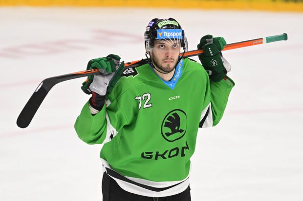 Slovenský útočník Filip Krivošík v dresu Mladé Boleslavi Slovenský útočník Filip Krivošík v dresu Mladé Boleslavi