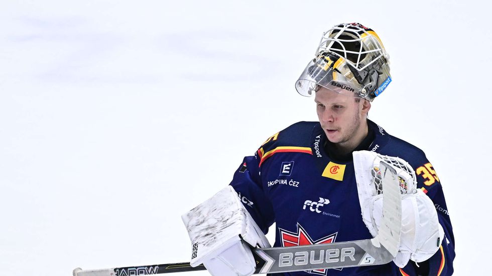 Budějovický brankář Nicklas Westerholm v utkání proti Spartě