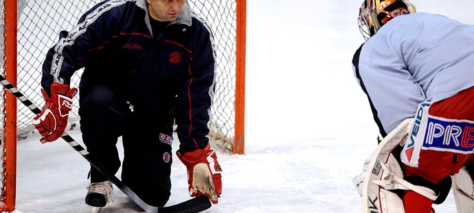 Vladimír Růžička s Dominikem Furchem na tréninku Slavie v roce 2009