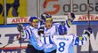 Kladenští hokejisté se radují z vítězství nad Kometou Brno, kterou přejeli nečekaně hladce 4:1