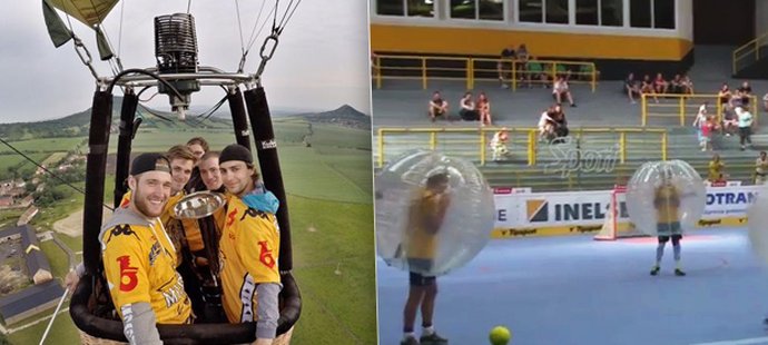 Kromě fotbalu vyrazili někteří hráči Litvínova také na výlet balonem.