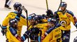 Hokejisté Zlína se radují z výhry na ledě Litvínova