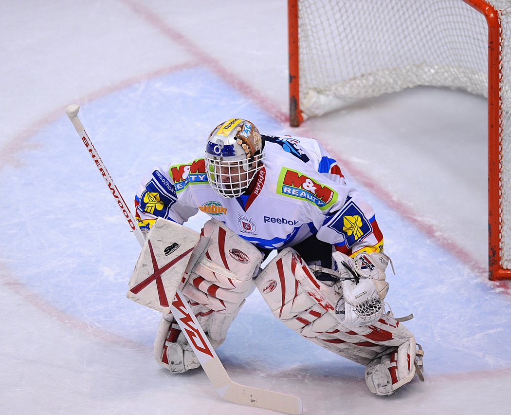 Dominik Hašek v plném soustředění.