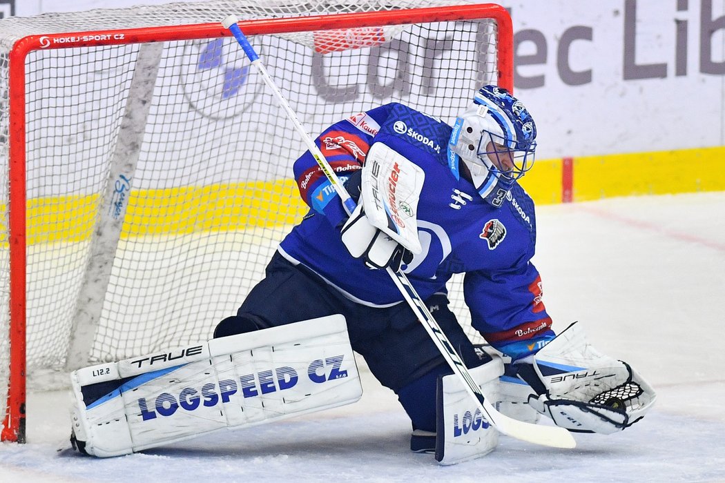 Dominik Pavlát jako startující brankář Plzně v předkole play off