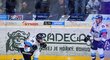 Je to tam! Liberecký kapitán Petr Jelínek slaví jeden ze svých dvou gólů v pátém semifinálovém utkání proti Kometě