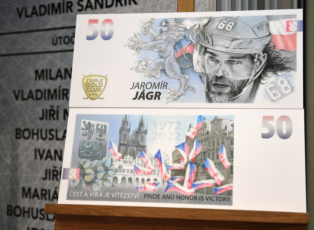 Pamětní bankovka Jaromíra Jágra u příležitosti jubilejních 50. narozenin