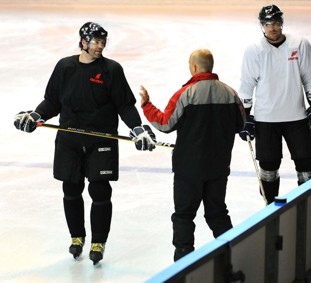 Rychlobruslařský trénink není legrace. Rychlobruslařský trénink není legrace.