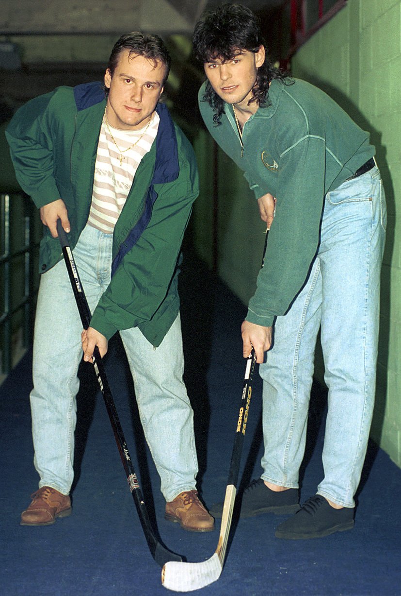 Jaromír Jágr s Martinem Strakou na mistrovství světa v Itálii v roce 1994