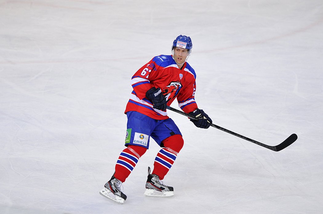 Martin Thornberg v dresu Lva v zápase Prague Hockey Cupu proti Ufě