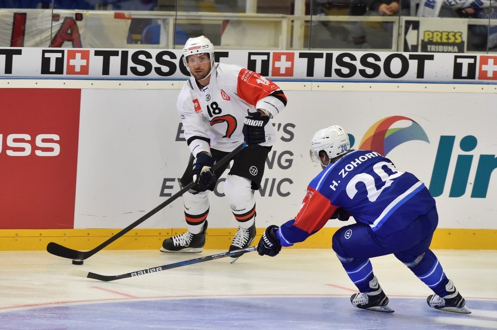 Slovenský útočník Michel Miklík z Jyväskylä se v rámci Ligy mistrů představil ve svém někdejším působišti v Brně