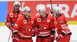 Hokejisté Pardubic se radují z gólu Jana Košťálka proti Lukko Rauma