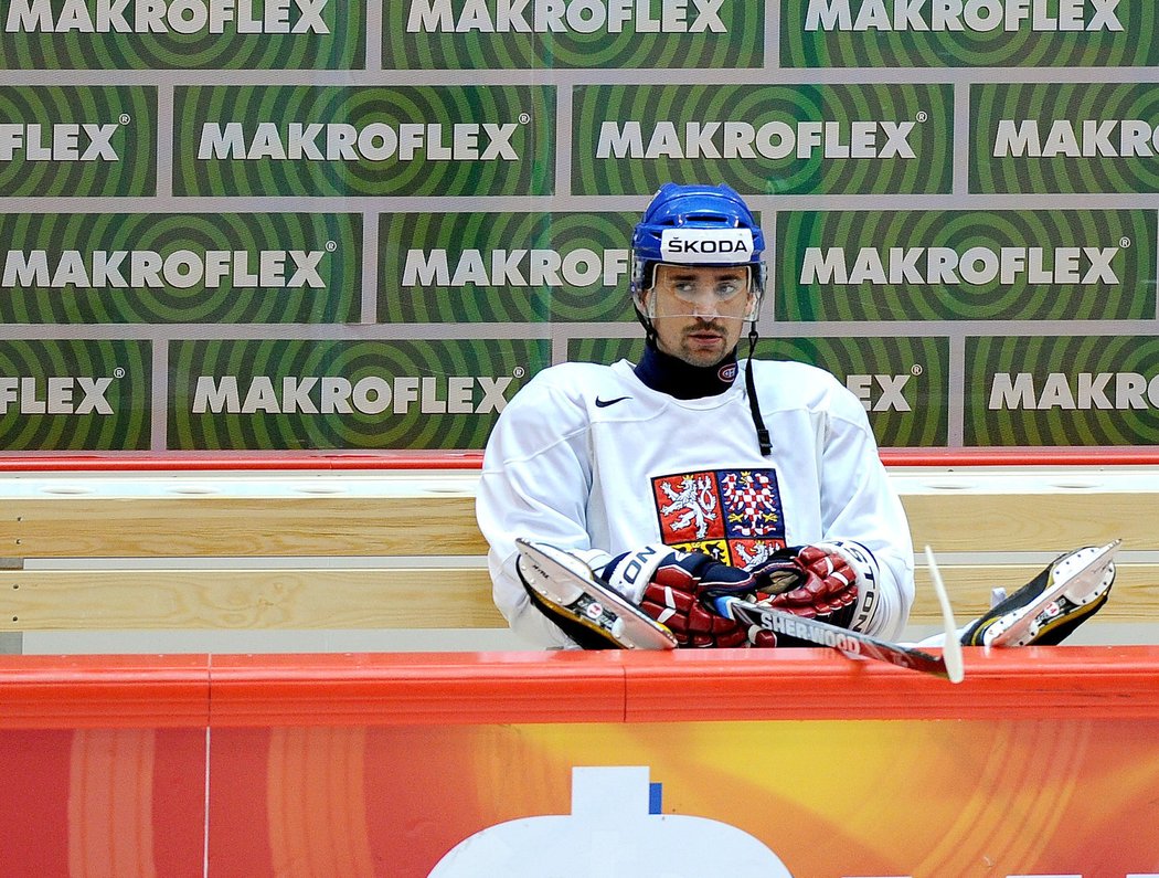Český útočník Tomáš Plekanec před posledním tréninkem před čtvrtfinále proti Švédsku