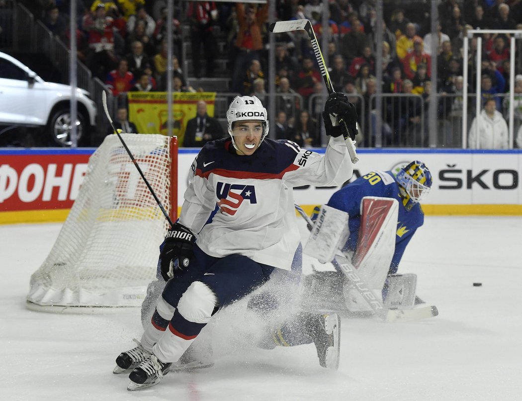 Jednu z branek amerického týmu trefil Johnny Gaudreau