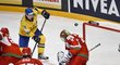 Hokejisté Švédska odvrátili blamáž. Na MS vyhráli nad Běloruskem, byli rádi za těsnou výhru 2:1. Ta je ale hodně bolela