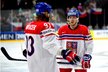 Smutní hvězdní útočníci z NHL Jakub Voráček a David Pastrňák po vyřazení ve čtvrtfinále na MS 2017