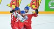 Čeští hokejisté slaví Pastrňákův gól proti Norsku